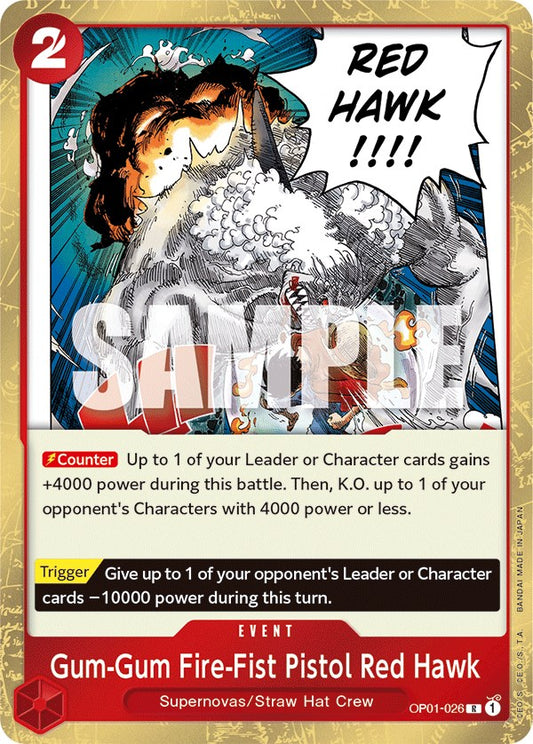 One Piece Card Game: Gum-Gum Fire-Fist Pistol Red Hawk card image