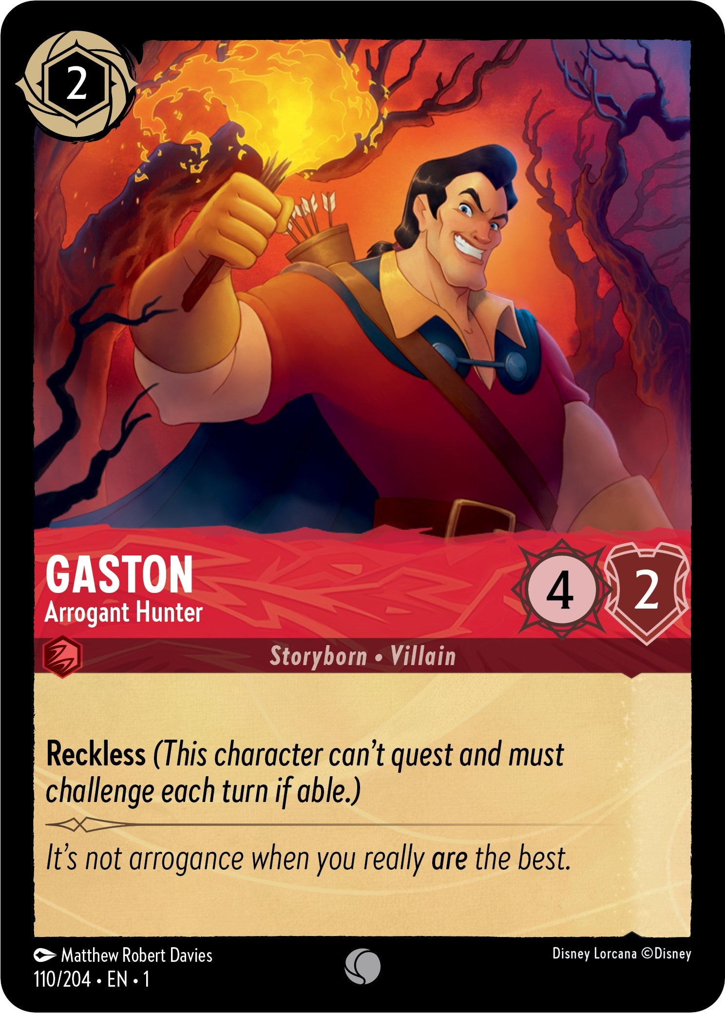 Disney Lorcana: Gaston - Arrogant Hunter card image