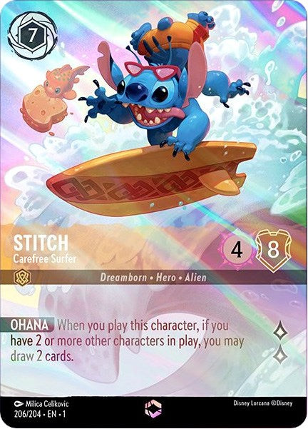 Disney Lorcana: Stitch - Carefree Surfer (Enchanted) card image