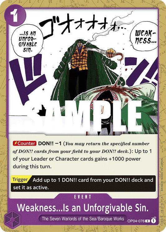 One Piece Card Game: Weakness...Is an Unforgivable Sin. card image