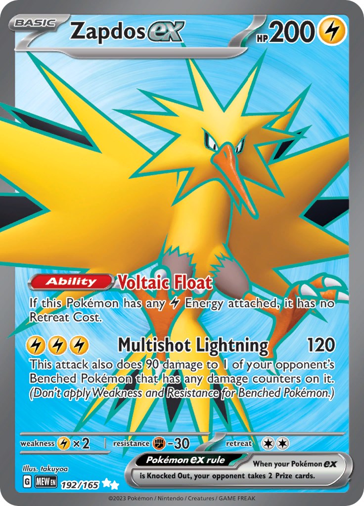 Pokemon: Zapdos ex - 192/165 card image