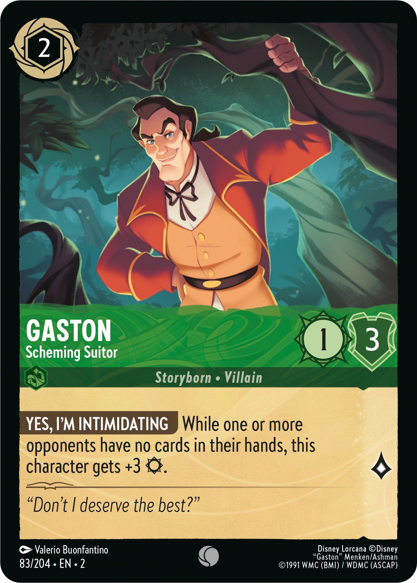 Disney Lorcana: Gaston - Scheming Suitor card image