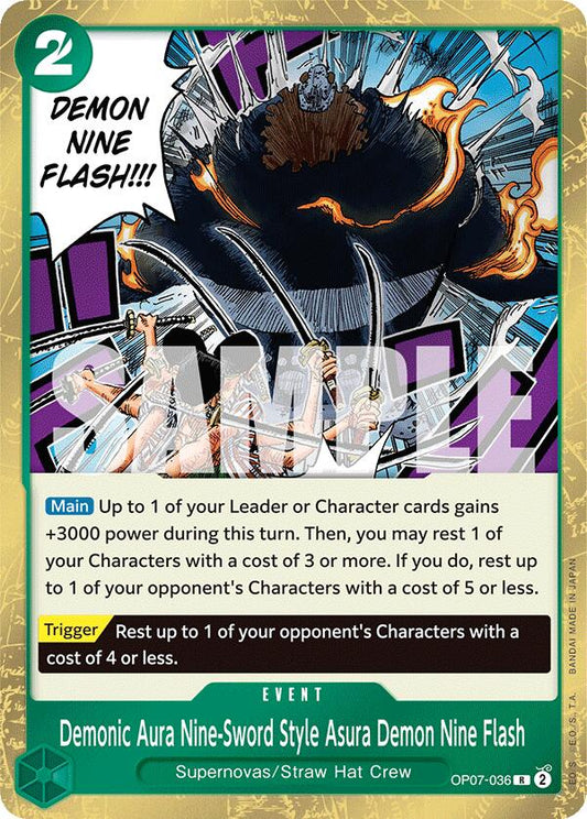 One Piece Card Game: Demonic Aura Nine-Sword Style Asura Demon Nine Flash card image