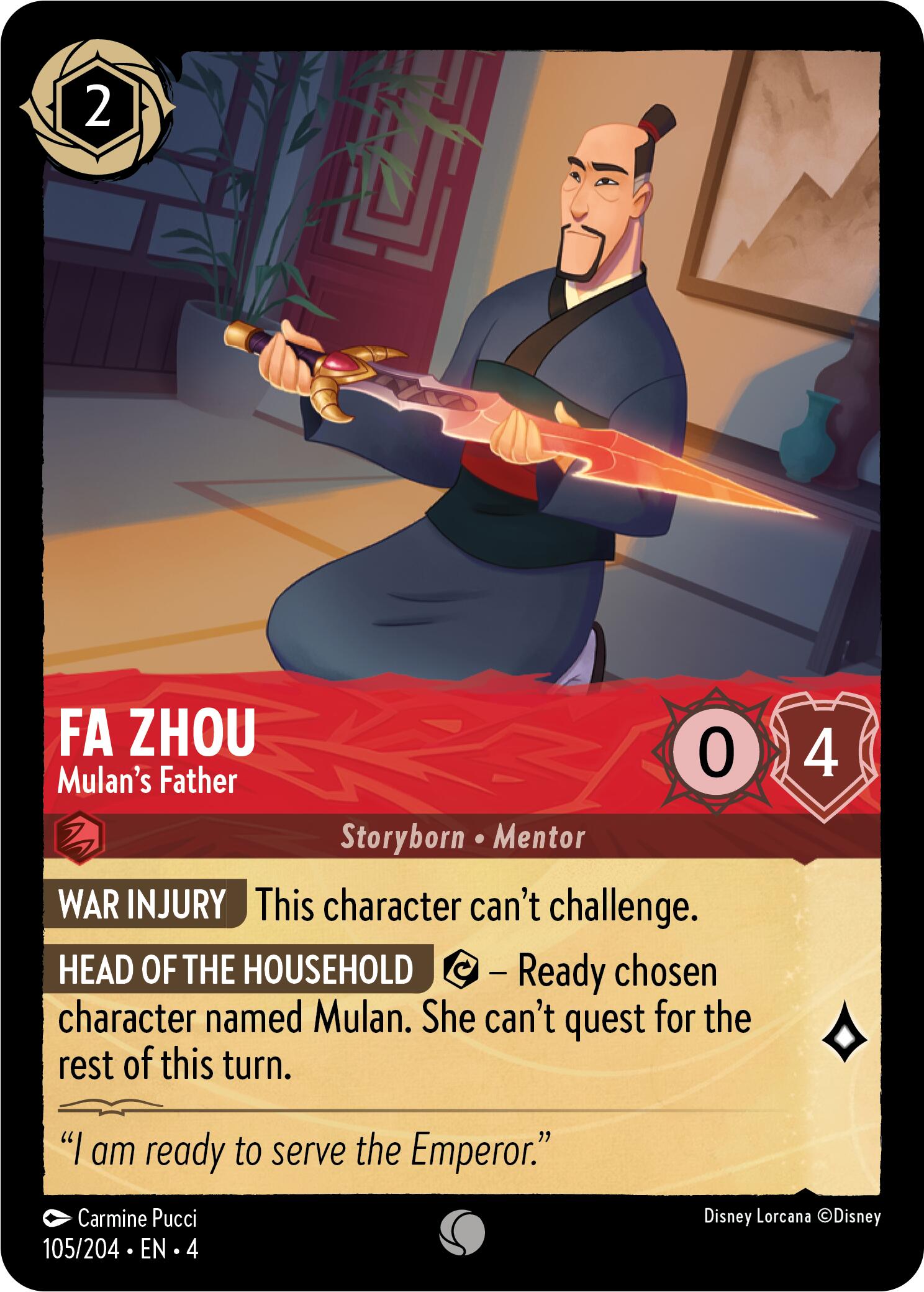 Disney Lorcana: Fa Zhou - Mulan's Father card image