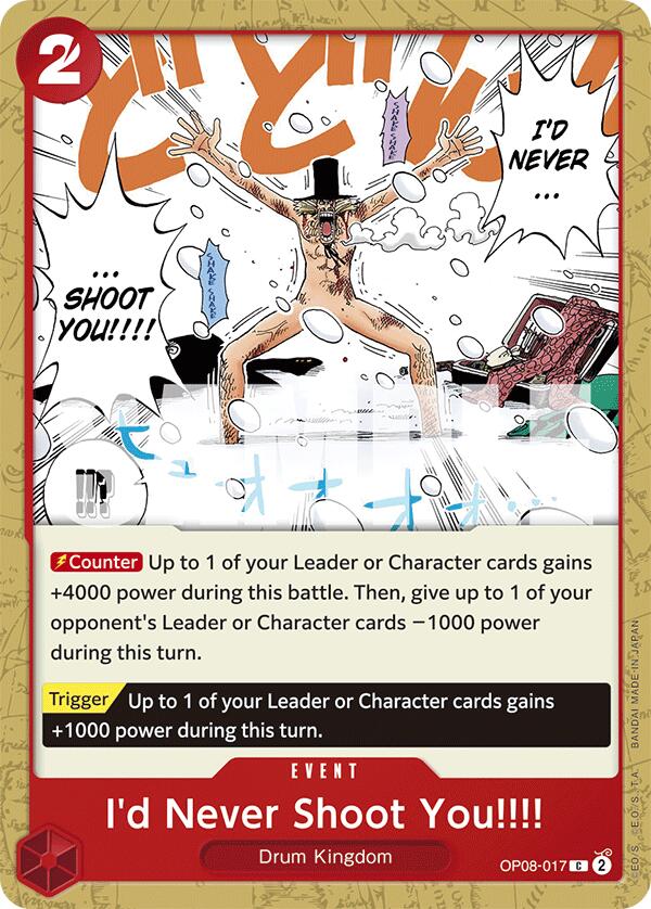 One Piece Card Game: I'd Never Shoot You!!!! card image