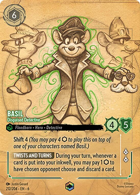 Disney Lorcana: Basil - Disguised Detective (Enchanted) card image