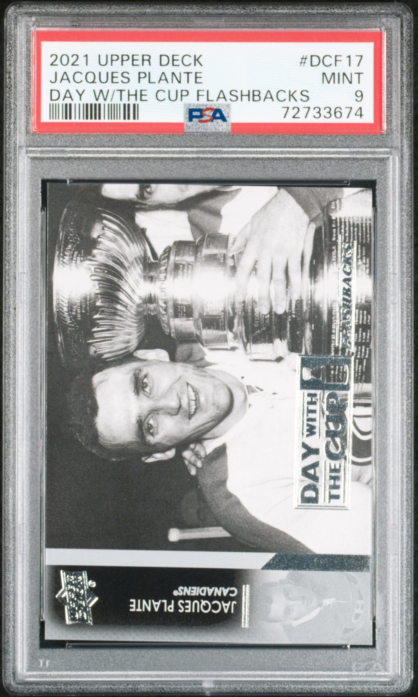 2021-22 Upper Deck Series 1 - #DCF17 - Jacques Plante Day With The Cup Flashbacks PSA 9