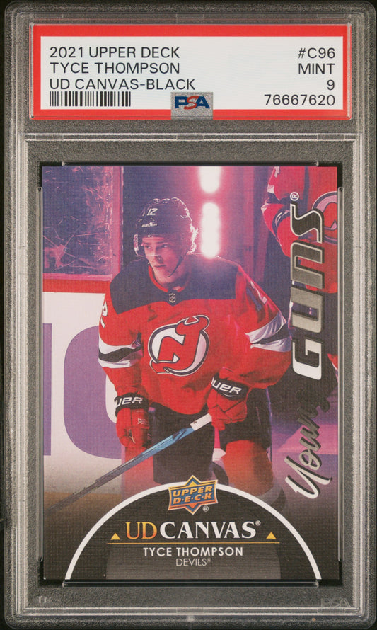 2021-22 Upper Deck Series 1 - #C96 - Tyce Thompson UD Canvas Black Young Guns PSA 9