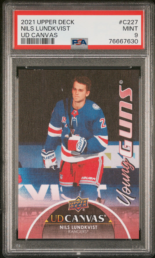 2021-22 Upper Deck Series 2 - #C227 - Nils Lundkvist UD Canvas Young Guns PSA 9