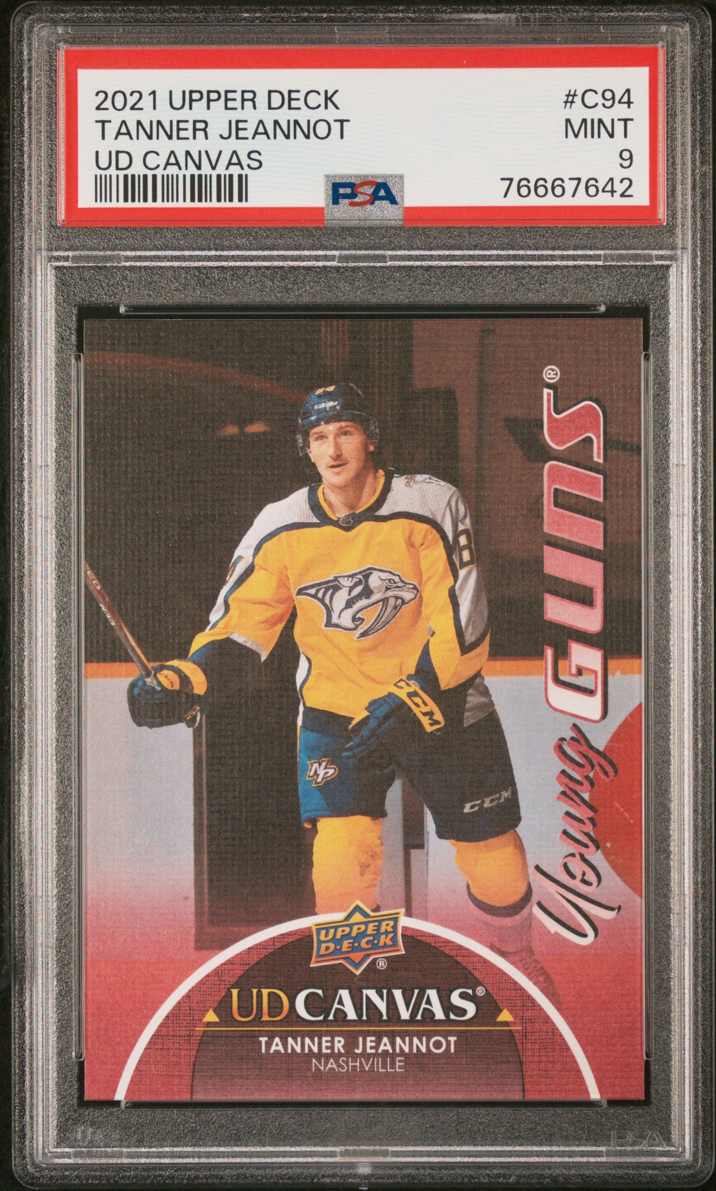 2021-22 Upper Deck Series 1 - #C94 - Tanner Jeannot UD Canvas Young Guns PSA 9