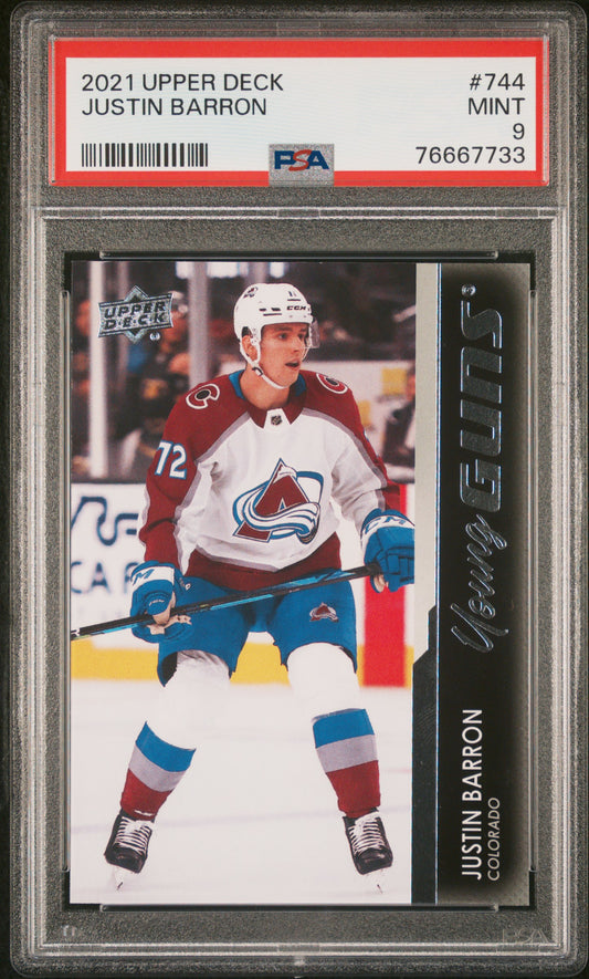 2021-22 Upper Deck Extended Series - #744 - Justin Barron Young Guns PSA 9