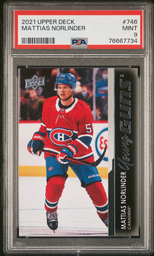 2021-22 Upper Deck Extended Series - #746 - Mattias Norlinder Young Guns PSA 9