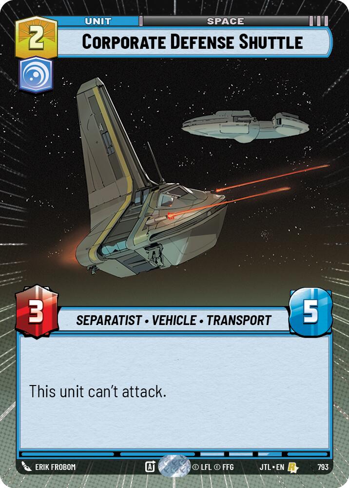 Star Wars: Unlimited: Corporate Defense Shuttle (Hyperspace Foil) card image