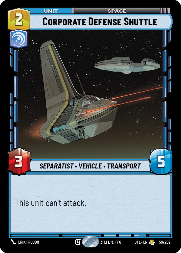 Star Wars: Unlimited: Corporate Defense Shuttle card image