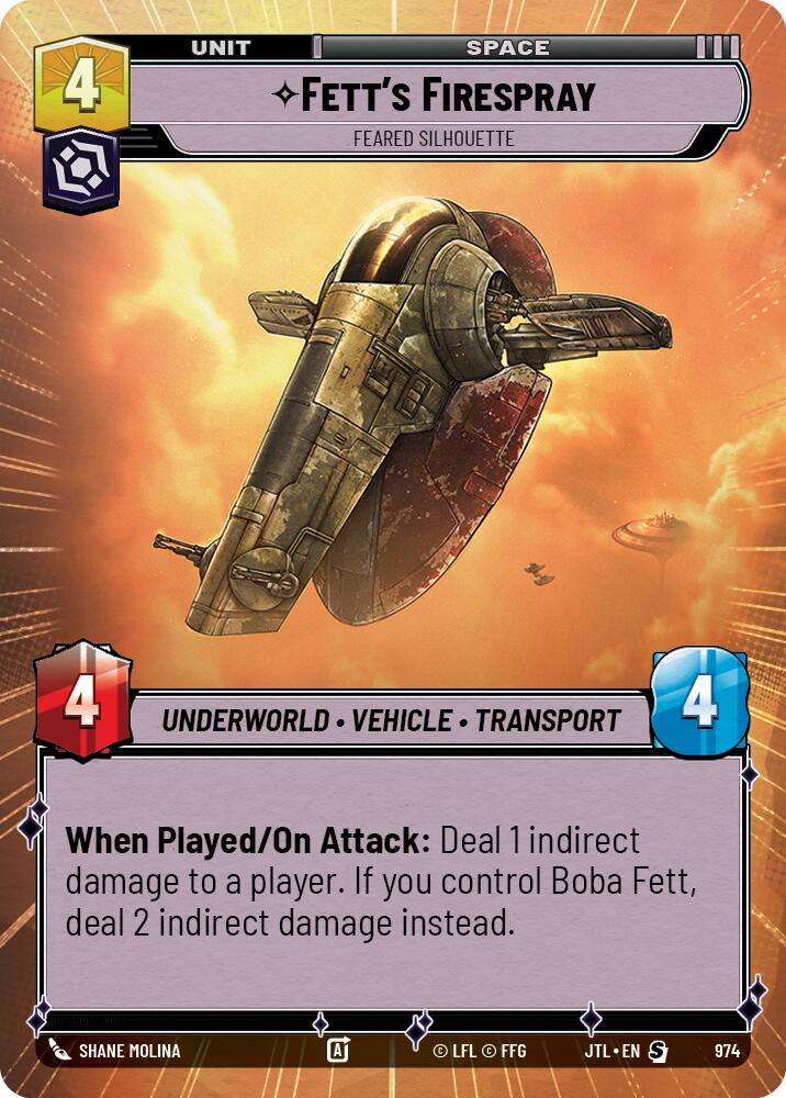 Star Wars: Unlimited: Fett's Firespray - Feared Silhouette (Hyperspace Foil) card image