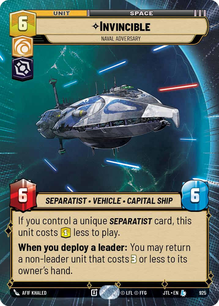 Star Wars: Unlimited: Invincible - Naval Adversary (Hyperspace Foil) card image