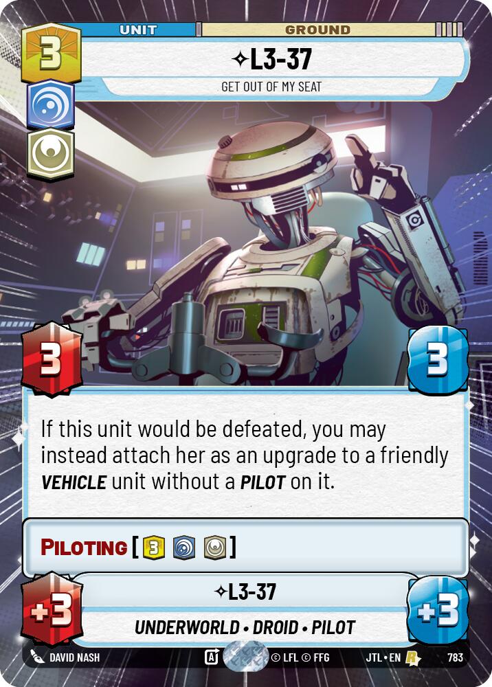 Star Wars: Unlimited: L3-37 - Get Out Of My Seat (Hyperspace Foil) card image