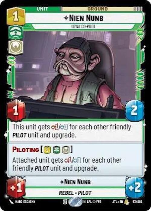 Star Wars: Unlimited: Nien Nunb - Loyal Co-Pilot card image