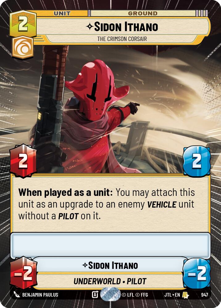 Star Wars: Unlimited: Sidon Ithano - The Crimson Corsair (Hyperspace Foil) card image