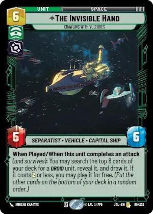 Star Wars: Unlimited: The Invisible Hand - Crawling With Vultures card image