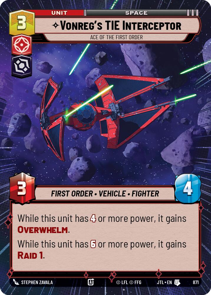 Star Wars: Unlimited: Vonreg's TIE Interceptor - Ace of the First Order (Hyperspace Foil) card image