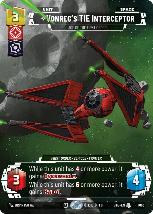 Star Wars: Unlimited: Vonreg's TIE Interceptor - Ace of the First Order (Prestige Foil) card image