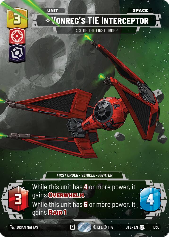 Star Wars: Unlimited: Vonreg's TIE Interceptor - Ace of the First Order (Prestige) card image