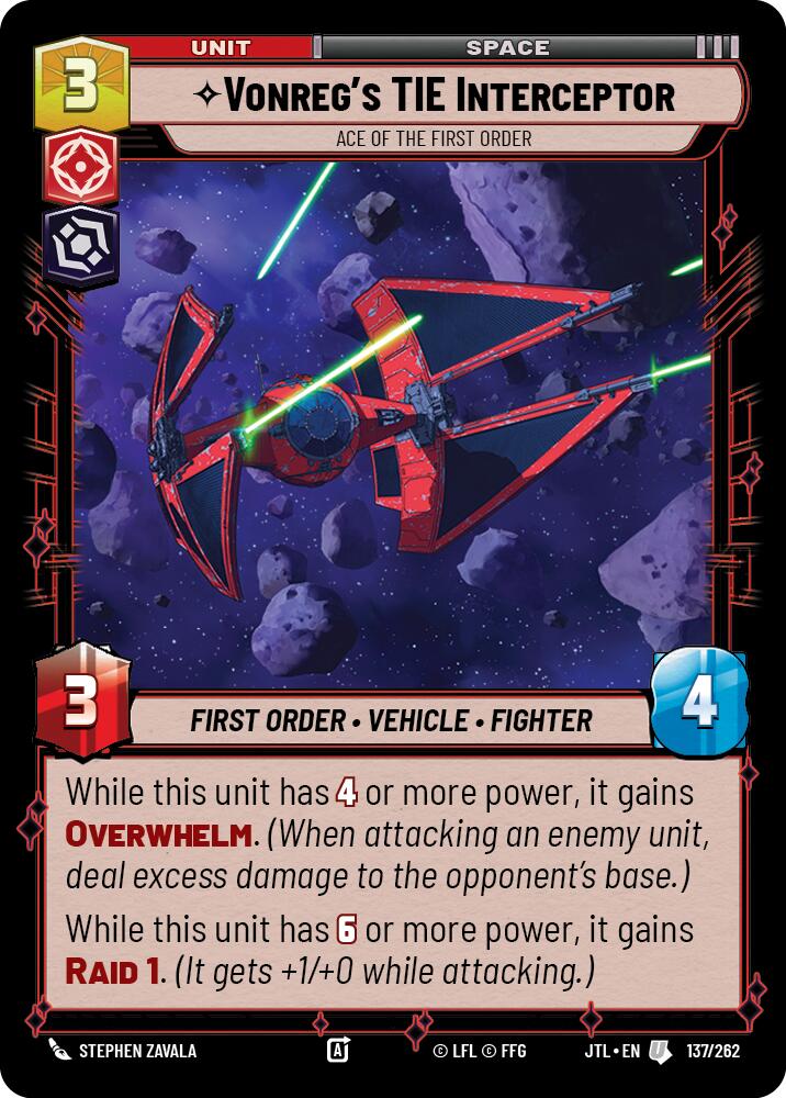 Star Wars: Unlimited: Vonreg's TIE Interceptor - Ace of the First Order card image