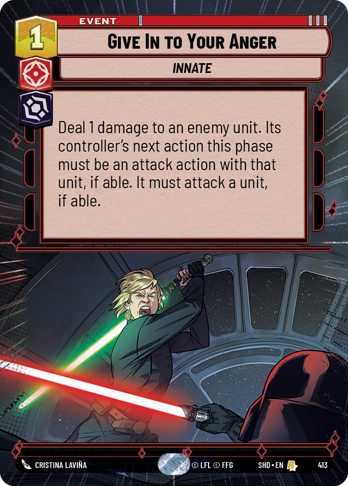 Star Wars: Unlimited: Give In to Your Anger (Hyperspace) card image