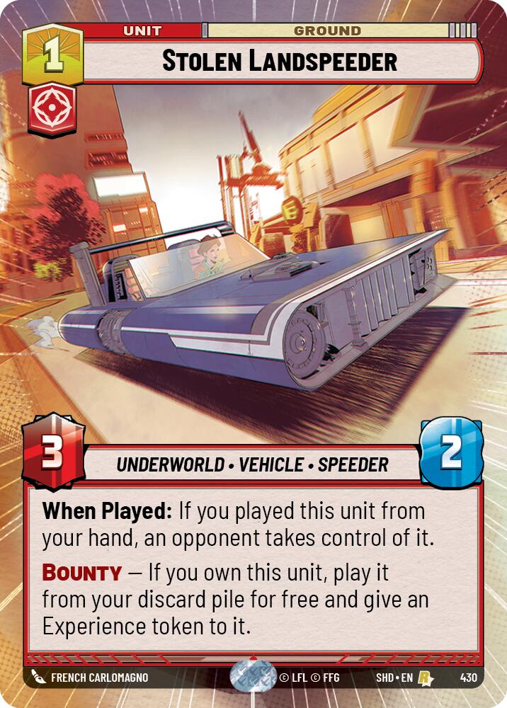 Star Wars: Unlimited: Stolen Landspeeder (Hyperspace) card image