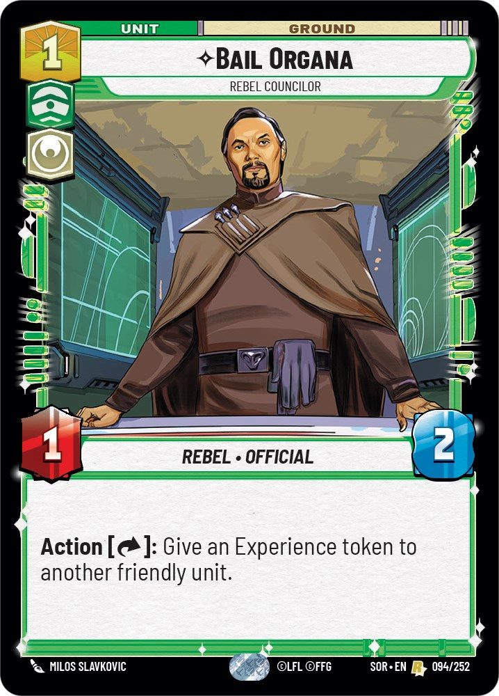 Star Wars: Unlimited: Bail Organa - Rebel Councilor card image