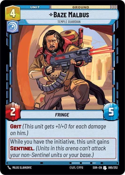 Star Wars: Unlimited: Baze Malbus - Temple Guardian card image